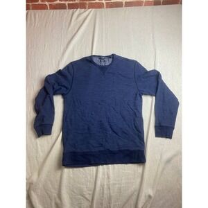 Izod Saltwater Sweatshirt Mens Medium Navy Blue Crew Neck Pullover Lightweight